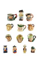 Eight small Royal Doulton character jugs, including The Clown, etc, together with five others, The