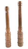 Two copper fishing priests, 19 and 17 cm