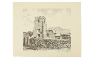 Alfred Wainwright (1907-1991) “Horton-in-Ribblesdale Church”, a dramatic study of the medieval