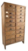 An early-to-mid 20th Century pine specimen / collector's cabinet, having turned hardwood knobs, 31