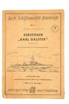 A German Third Reich 1:200 scale model ship building printed kit, the Kriegsmarine destroyer "Karl