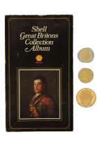 A Shell Great Britons Collection Album together with a QEII The Golden Jubilee five pounds coin