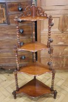 A Victorian mahogany corner whatnot, 119 cm