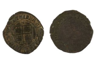 1601 and 1602 Elizabeth I copper one penny coins, third coinage, second Irish Pound, 20 mm