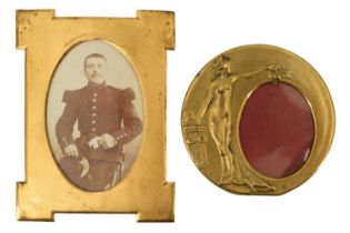 A 19th Century carte de visite of a French soldier, in gilt metal frame, together with a Great War