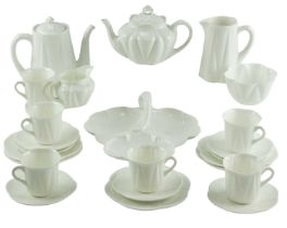 A Shelley Dainty White tea and coffee set, registered design number 272101, tallest 19 cm
