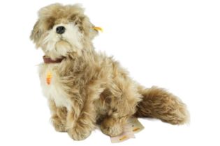 A late 20th Century Steiff mohair Treft Skye terrier dog, No. 031663, 30 cm