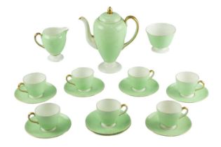 A Wedgwood coffee set for eight, pattern number W4145, (one cup lacking, teapot a/f)