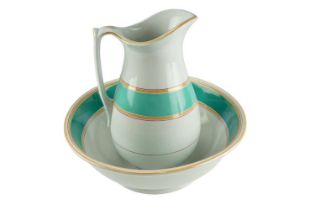 A late Victorian Burslem Ironstone wash bowl and jug, latter 32 cm
