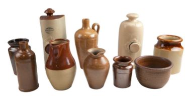 Stoneware kitchen utensil jars, hot water bottles, jugs, etc