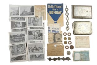 A group of souvenirs of military service in India, circa 1940s, including two cigarette cases,