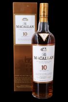 A boxed bottle of The Macallan (10) Ten Year Old Highland single malt Scotch whisky, 700 ml