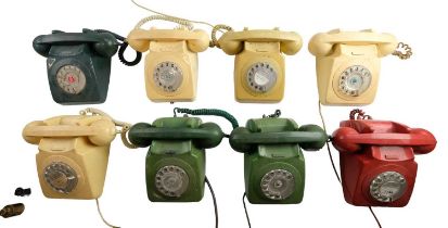 Eight 700 series rotary dial telephones, model 746F