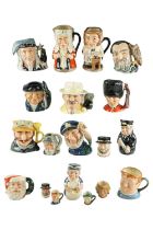 Nineteen Royal Doulton character jugs, including The Judge and The Thief, Dr Jekyll and Mr Hyde, The