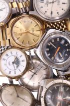 A group of wristwatches, including a vintage Timex Expedition and three other Timex, Rotary,