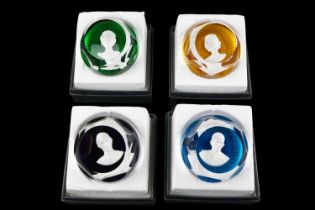 Four boxed, limited edition Royal Cameos in Crystal by John Pinches Limited comprising "The Princess