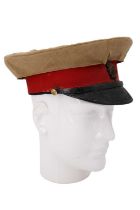 A Great War British army staff officer's forage cap with khaki crown cover, bearing George V chin