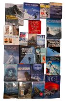 A large quantity of books pertaining to mountaineering, climbing, Mount Everest, etc
