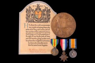 A 1914-15 Star, British War and Victory Medals with Memorial Plaque to 7686 Pte William Mitchell,