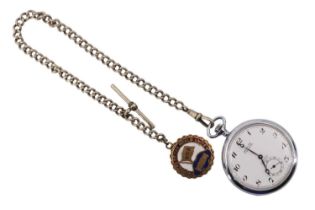 A British Railway Midlands Montine pocket watch and chain with enamelled National Union of Railway