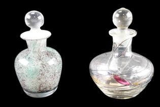 Two studio glass scent bottles, tallest 10 cm