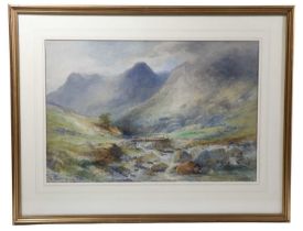 Edith A Stock (Exh. 1880-1929) "In Grisedale. Ullswater", an atmospheric, moody landscape having a