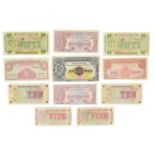 A group of uncirculated British Armed Forces Special Vouchers, comprising 2nd Series five pounds and