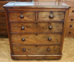 A Victorian mahogany chest of two short over three long drawers, 113 x 54 x 117 cm