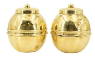 A pair of Lipton 'British Empire Exhibition 1924' brass tea caddies