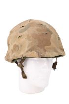 A post-War US army paratroop helmet and camouflage cover