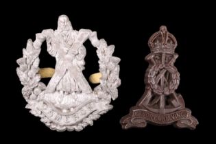 Second World War plastic Queen's Own Cameron Highlanders and Pioneer Corps cap badges