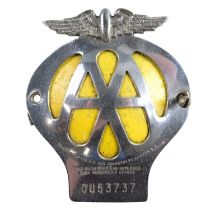 An AA badge, OU 53737