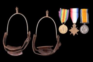 A 1914-15 Star, British War and Victory Medals to 43599 Dvr W J Moore, Royal Field Artillery,