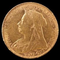 A Victorian 1900 gold sovereign coin