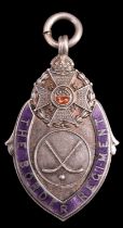 A 1920s Border Regiment enamelled silver sports prize fob medallion