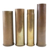 Great War 18-pounder, 13-pounder and 6-pounder shell cases together with a Second World War 6-