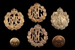 Royal Flying Corps and RAF cap badges and buttons