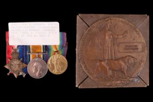 A 1914-15 Star, British War and Victory Medals with Memorial Plaque to 21193 Pte Benjamin