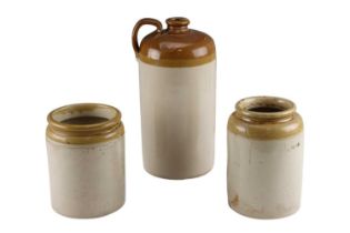 An early 20th Century Scottish glazed stoneware flagon by Caledonian Pottery Co Ltd together with