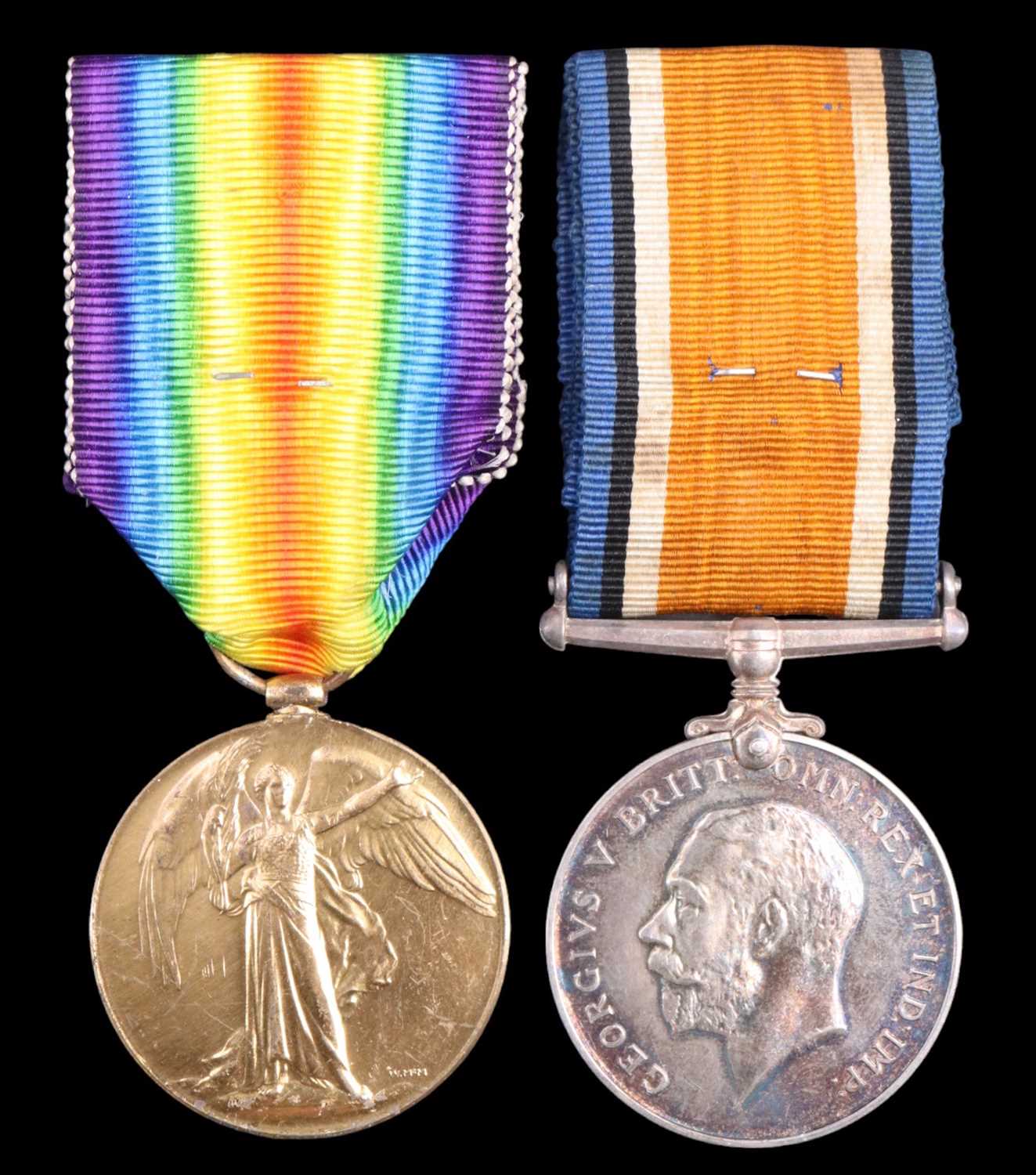 British War and Victory medals to 28701 Pte W Whiteside, Border Regiments