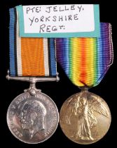 British War and Victory Medals to 6175 Pte W A Jelley, Yorkshire Regiment