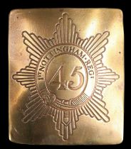 A 1st Battalion 45th (Nottinghamshire) Regiment of Foot brass shoulder belt plate, circa 1830