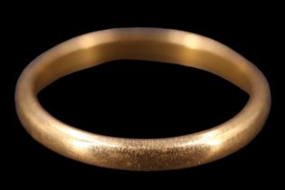 A 22 ct gold wedding band, of D-section, Birmingham, 1949, 2.23 g, size K
