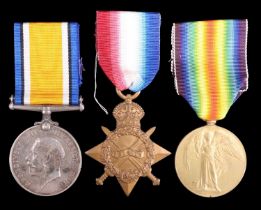 A 1914-15 Star, British War and Victory medals to 6243 Pte J Loughran, Border Regiment