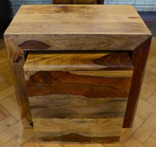 A contemporary hardwood nest of two cubic tables, largest 58 x 36 x 55 cm