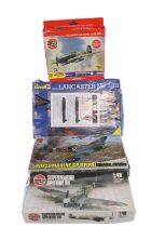 A Revell 1:72 scale RAF Avro Lancaster MK I/III model kit together with three similar Airfix kits