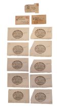 A group of British India Fiscal Congreve eight anas stamps dated 1865 together with two Japanese
