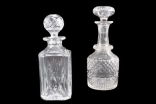 A late 19th / early 20th Century finely cut glass decanter together with a traditional spirit