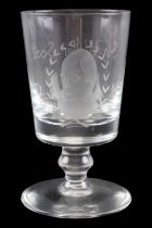 A Sir Walter Scott bicentennial commemorative etched glass rummer, 15.5 cm