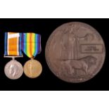British War and Victory medals with Memorial Plaque to 27547 Pte Arthur Henry Ford, Border Regiment
